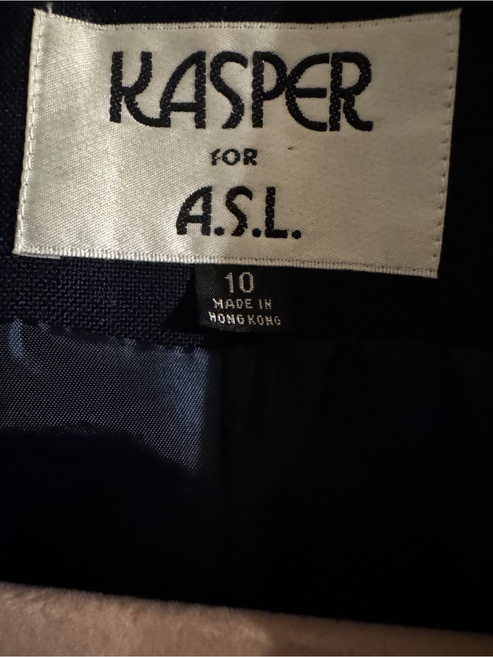 Kasper For A.L.S. Nautical Navy Blazer with White Trim Wool Blend - Picture 4 of 4